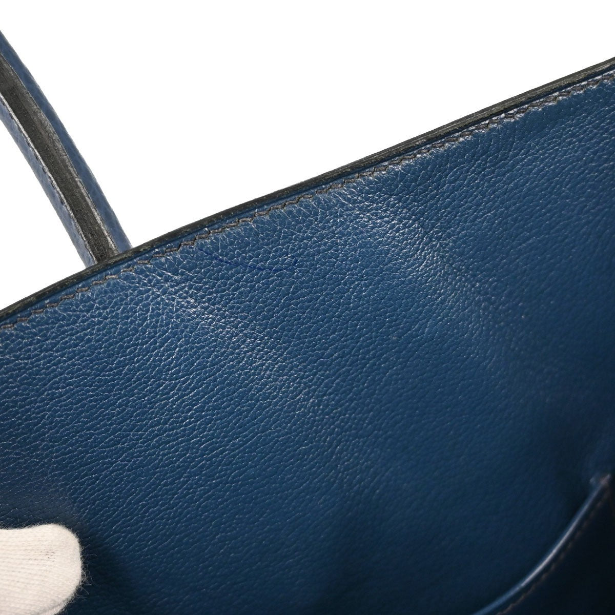 Hermes Birkin Blue Ardennes With Gold Hardware Blue Leather Handbag (Pre-Owned)