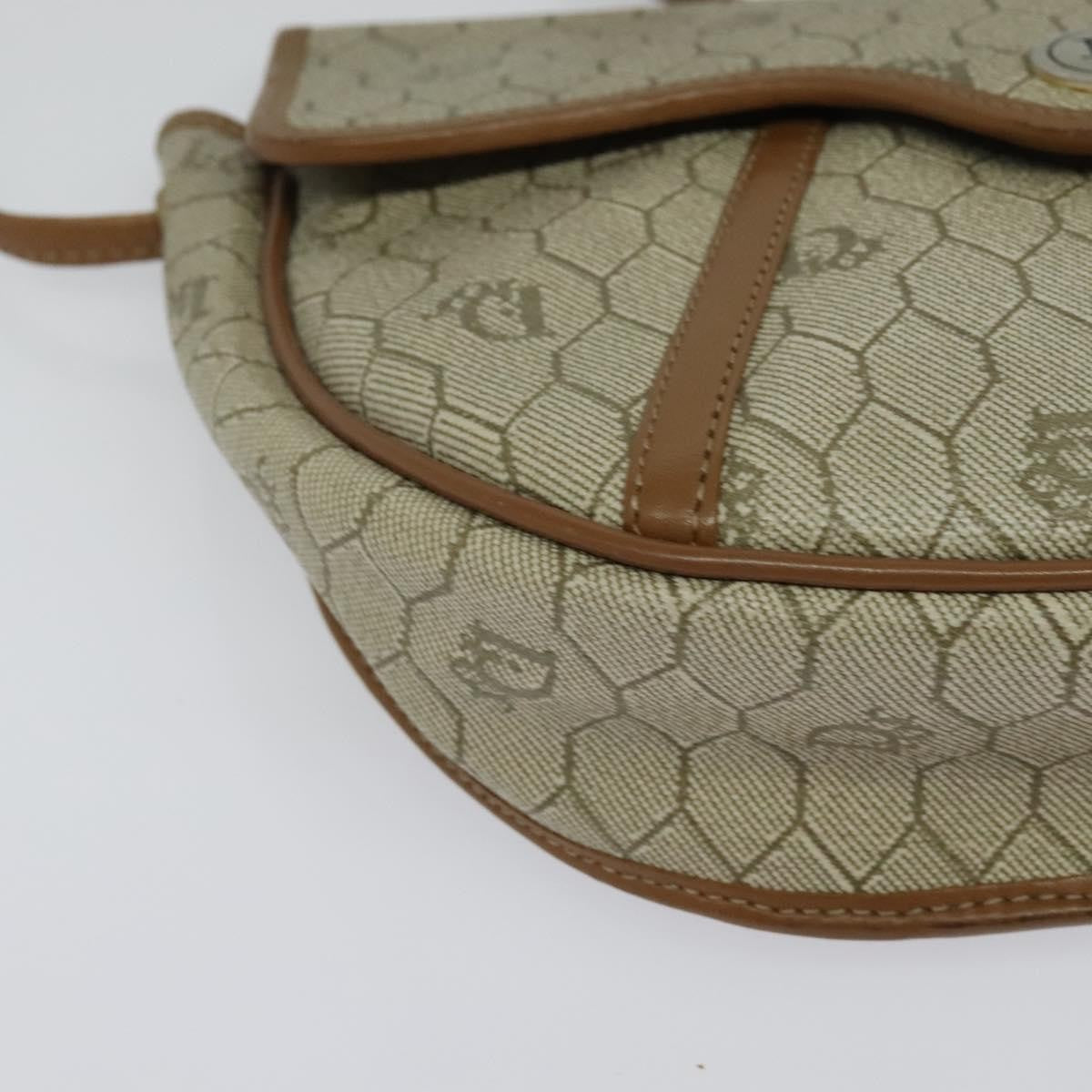 Christian Dior Vintage Honeycomb Zip Coated Canvas Beige Canvas Bag (Pre-Owned)