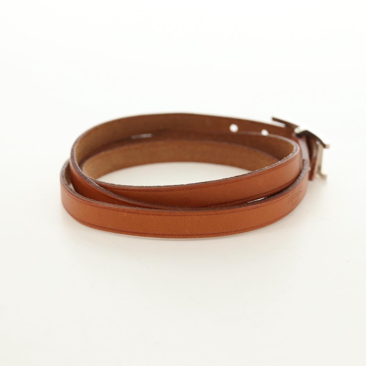 Hermes Hapi 3 Leather With Metal Brown Leather Bracelet Jewelry (Pre-Owned)