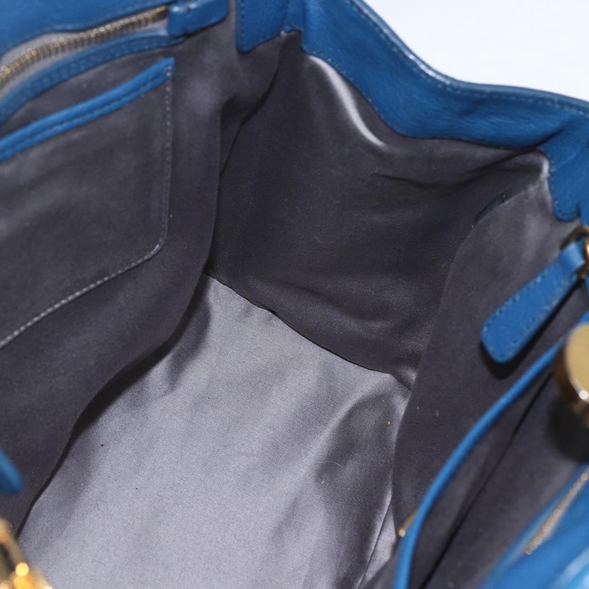 Miu Miu Vintage Leather Blue Leather Tote Bag Bag (Pre-Owned)
