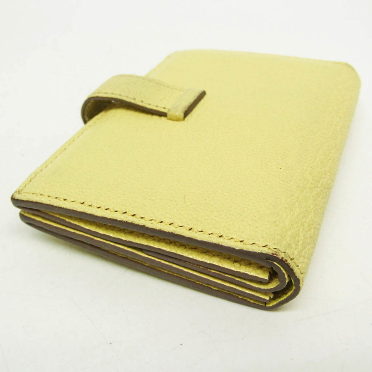Hermes Bearn Chevre Mysore Yellow Leather Wallets Accessory (Pre-Owned)
