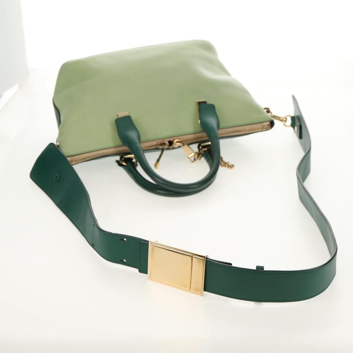 Chloe Bicolor Baylee Satchel Leather Green Leather Bag (Pre-Owned)