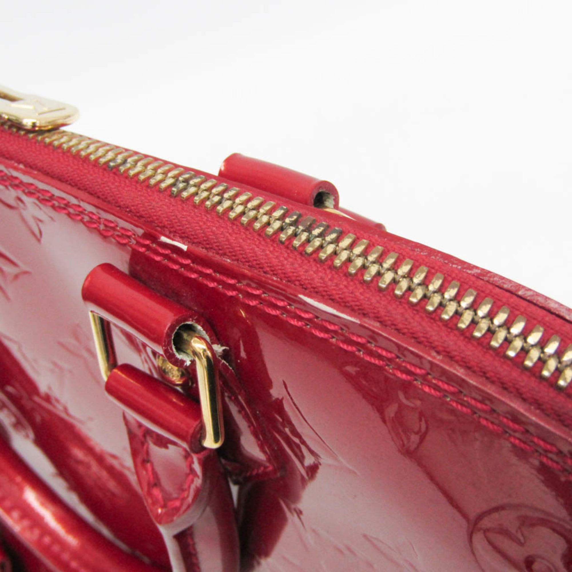 Louis Vuitton Alma Monogram Vernis Red Patent_Leather Handbag (Pre-Owned)