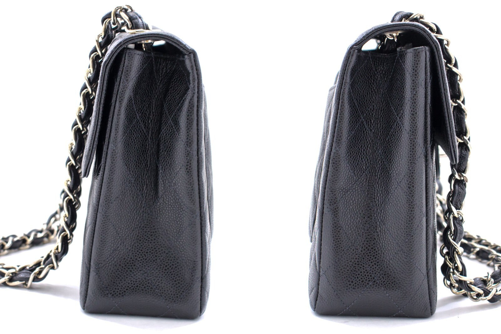 Chanel Vintage Classic Single Flap Quilted Caviar Black Calfskin Shoulder Bag Bag (Pre-Owned)