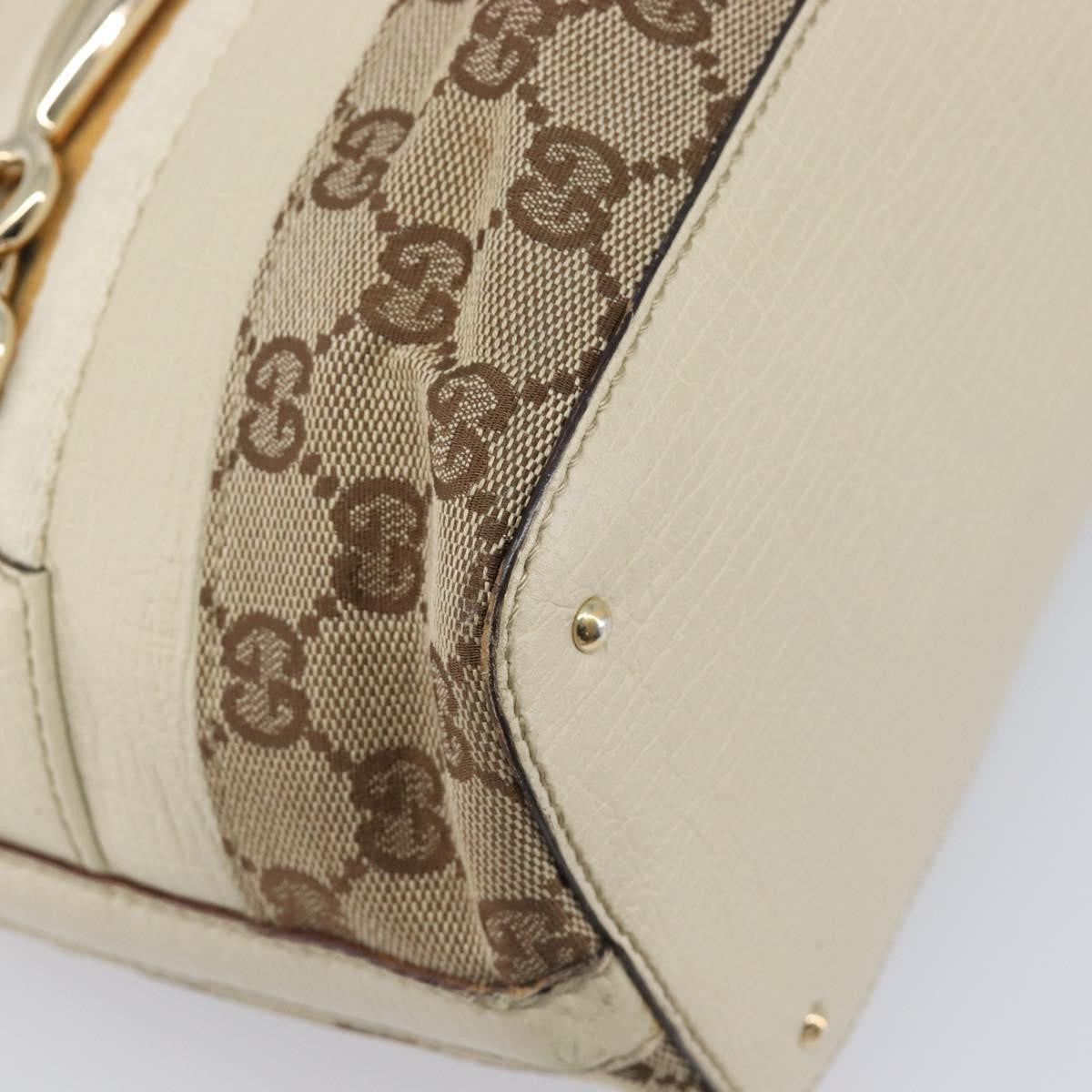 Gucci Horsebit Handle Gg Canvas Beige Canvas Tote Bag Bag (Pre-Owned)