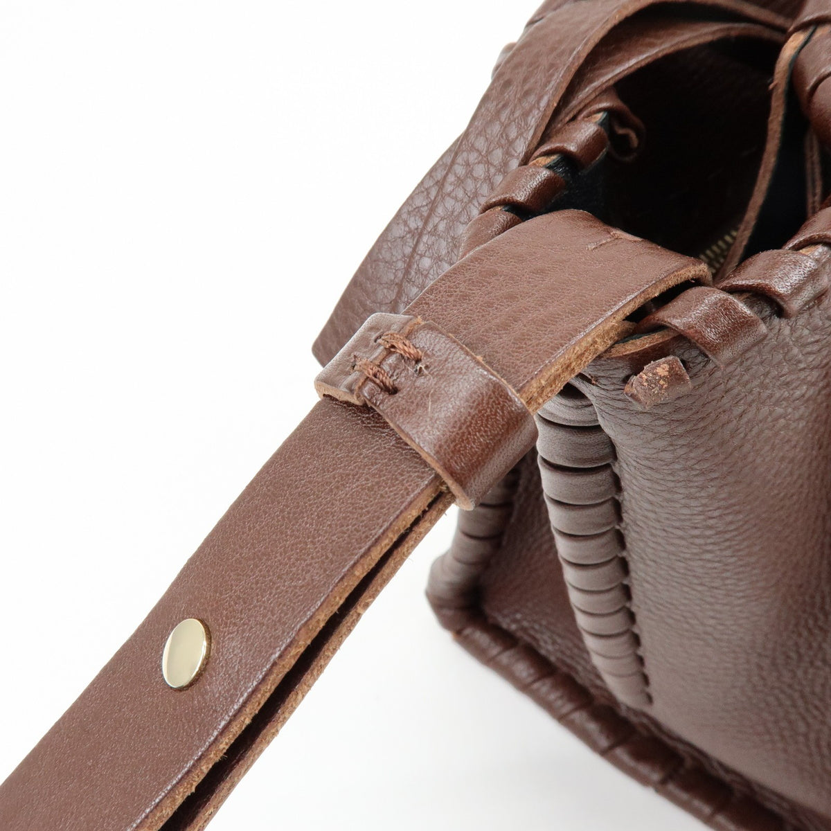 Chloe Mony Leather Brown Leather Tote Bag Bag (Pre-Owned)