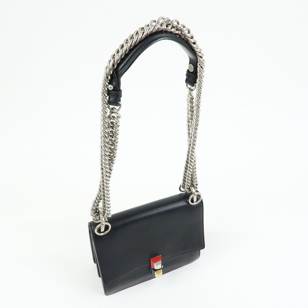 Fendi Kan I Leather Black Leather Shoulder Bag Bag (Pre-Owned)