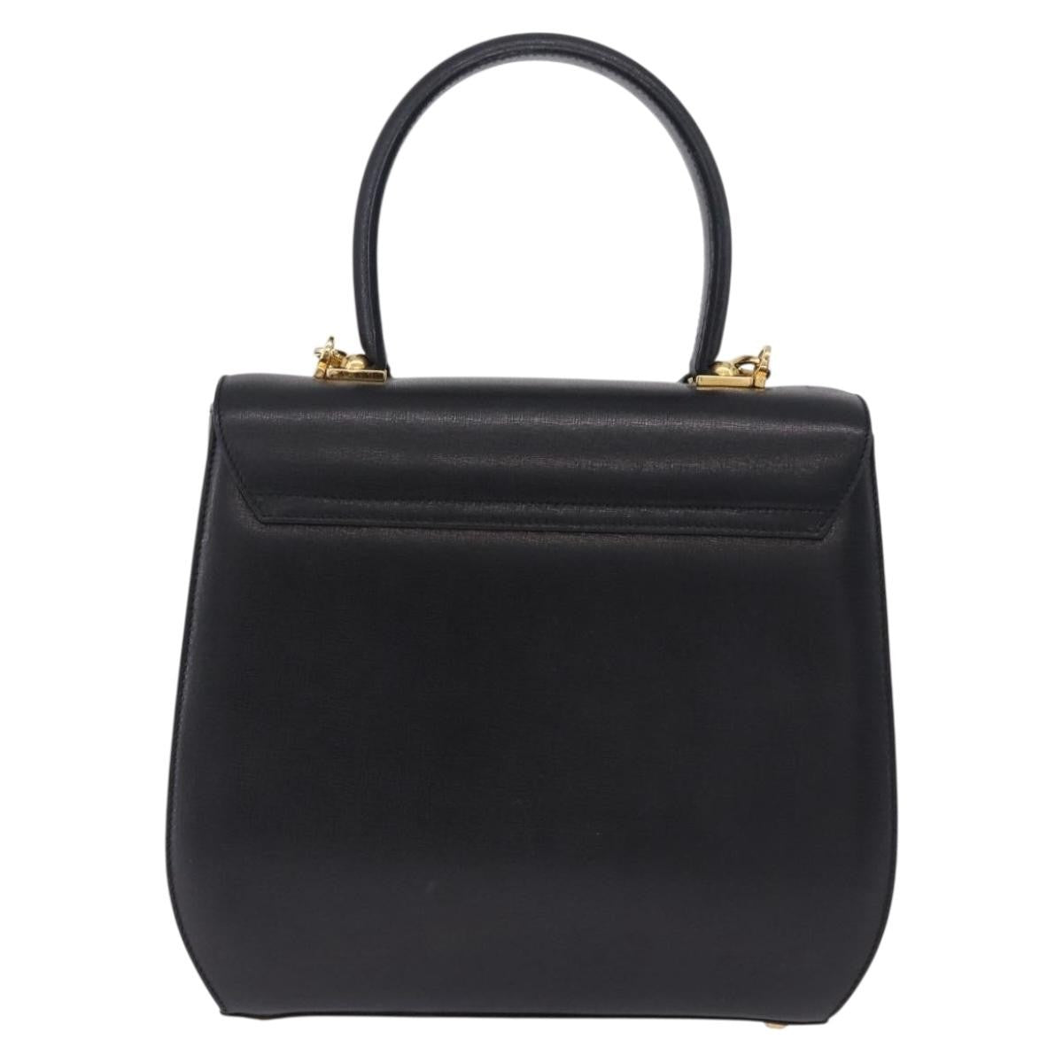 Salvatore Ferragamo Gancini Leather Black Leather Handbag (Pre-Owned)