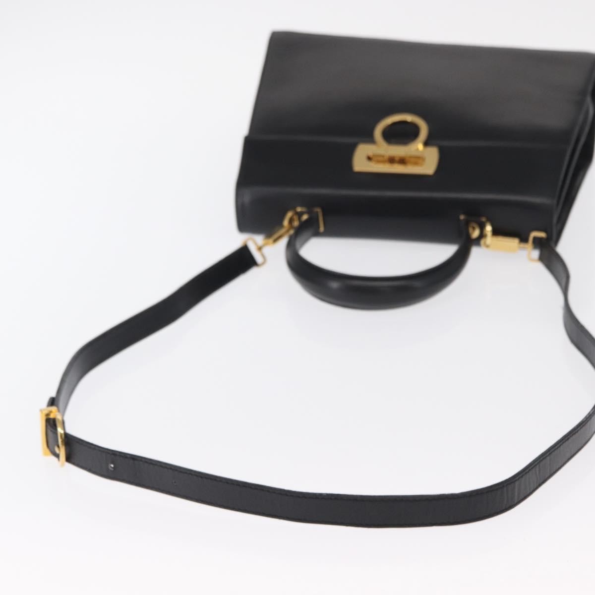 Salvatore Ferragamo Convertible Top Handle Leather Black Leather Handbag (Pre-Owned)