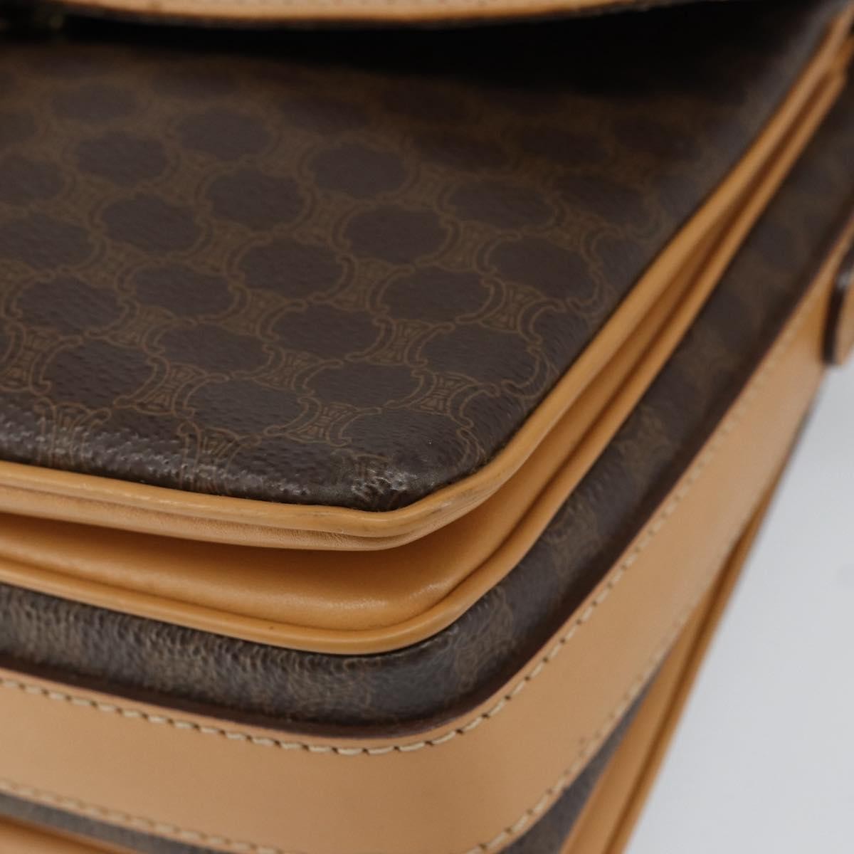 Celine Vintage Macadam Canvas And Leather Brown Canvas Shoulder Bag Bag (Pre-Owned)