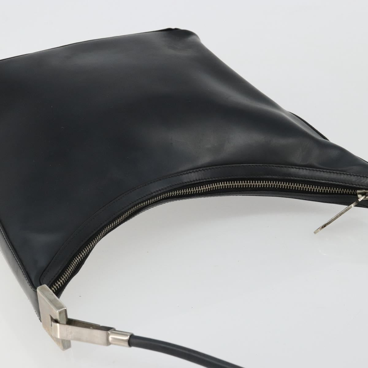Gucci Zip Hobo Leather Black Leather Handbag (Pre-Owned)