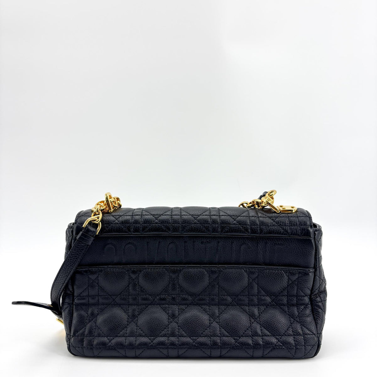 Christian Dior Caro Cannage Quilt Calfskin Black Leather Handbag (Pre-Owned)