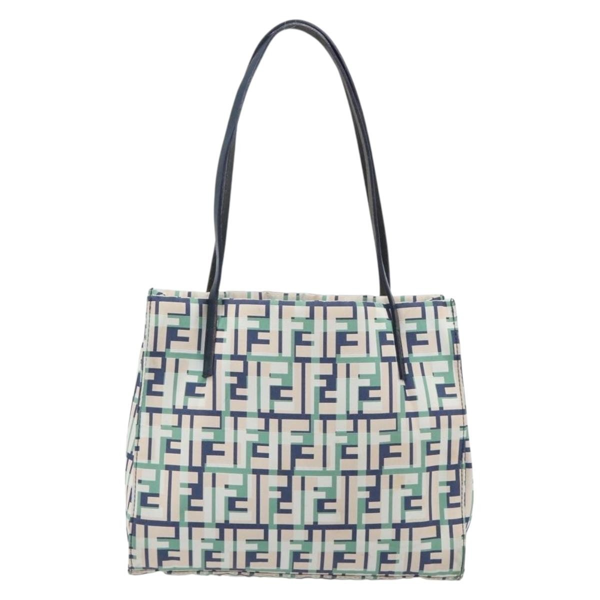 Fendi Logo Zucca Nylon Green Nylon Tote Bag Bag (Pre-Owned)