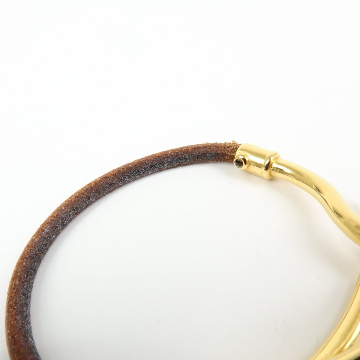 Hermes Jumbo Hook Braided Leather And Metal Brown Leather Bracelet Jewelry (Pre-Owned)