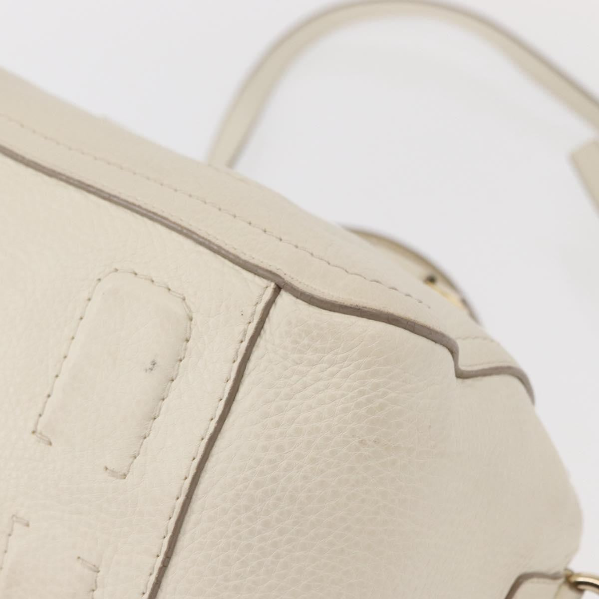 Salvatore Ferragamo Vala Leather White Leather Handbag (Pre-Owned)