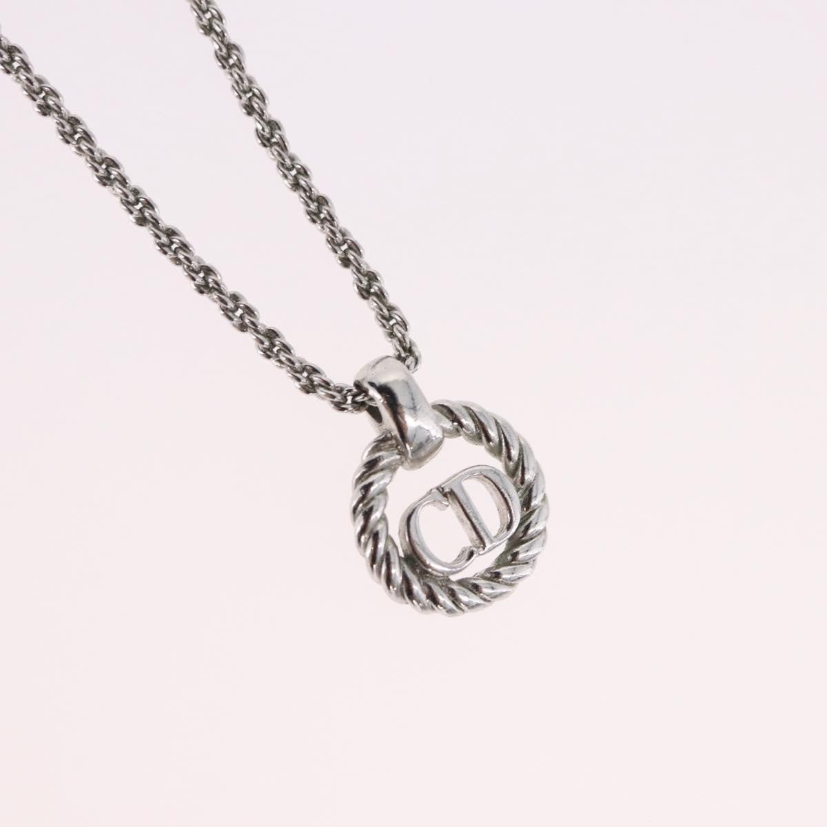 Christian Dior Vintage Circle Pendant Metal Silver Metal Necklace Jewelry (Pre-Owned)