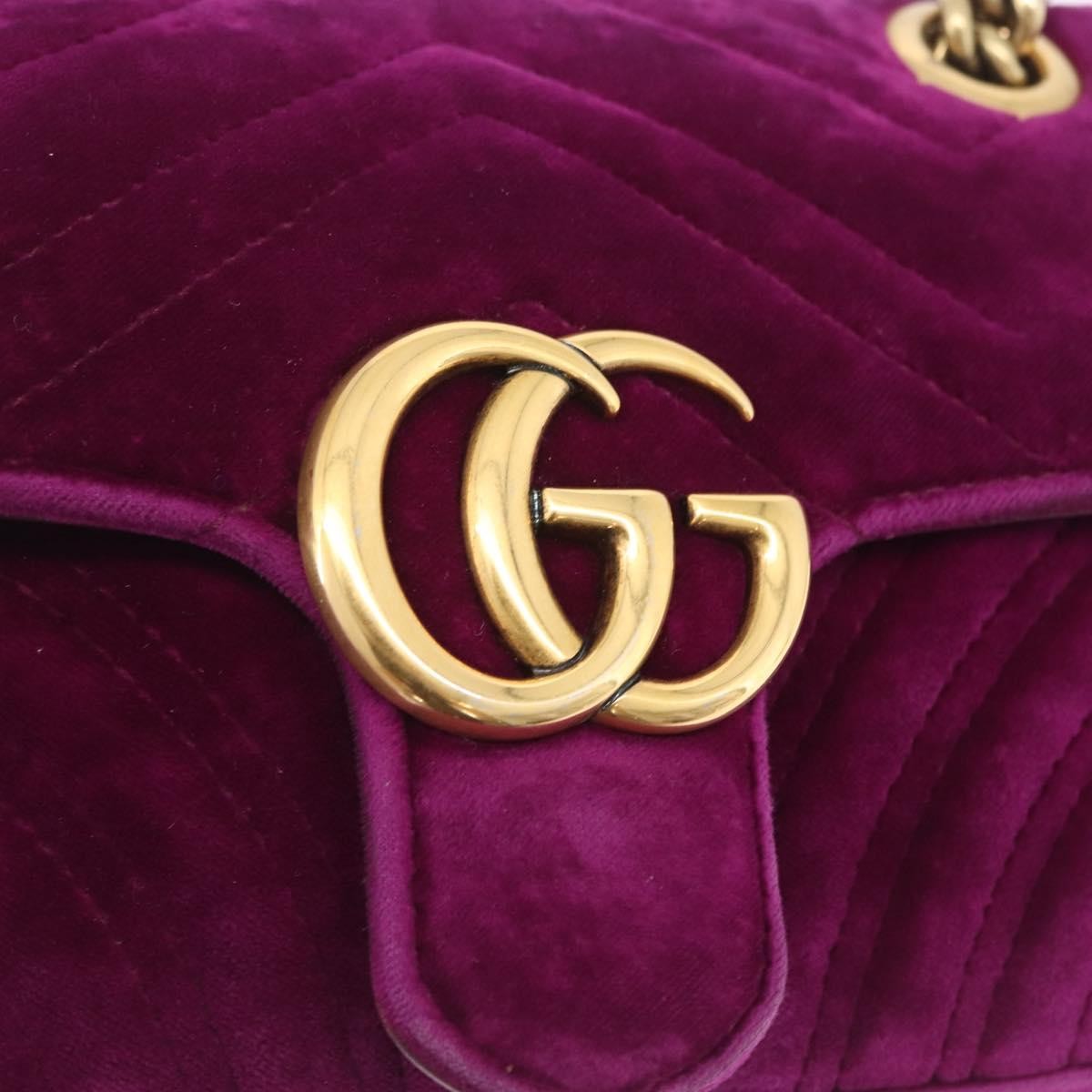 Gucci Gg Marmont Matelassé Velvet Purple Velvet Shoulder Bag Bag (Pre-Owned)