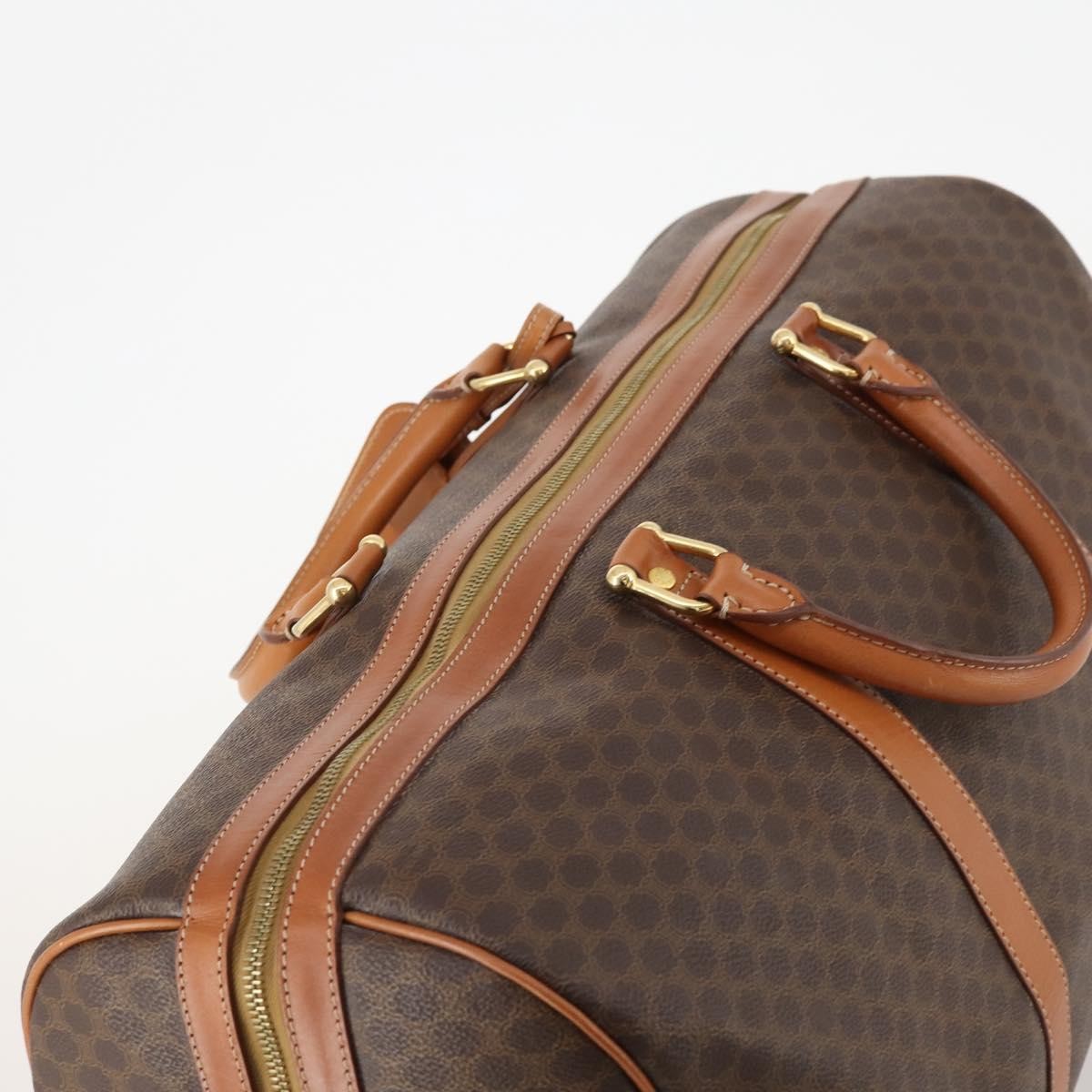 Celine Vintage Duffle Canvas And Leather Brown Canvas Travel Bag Bag (Pre-Owned)