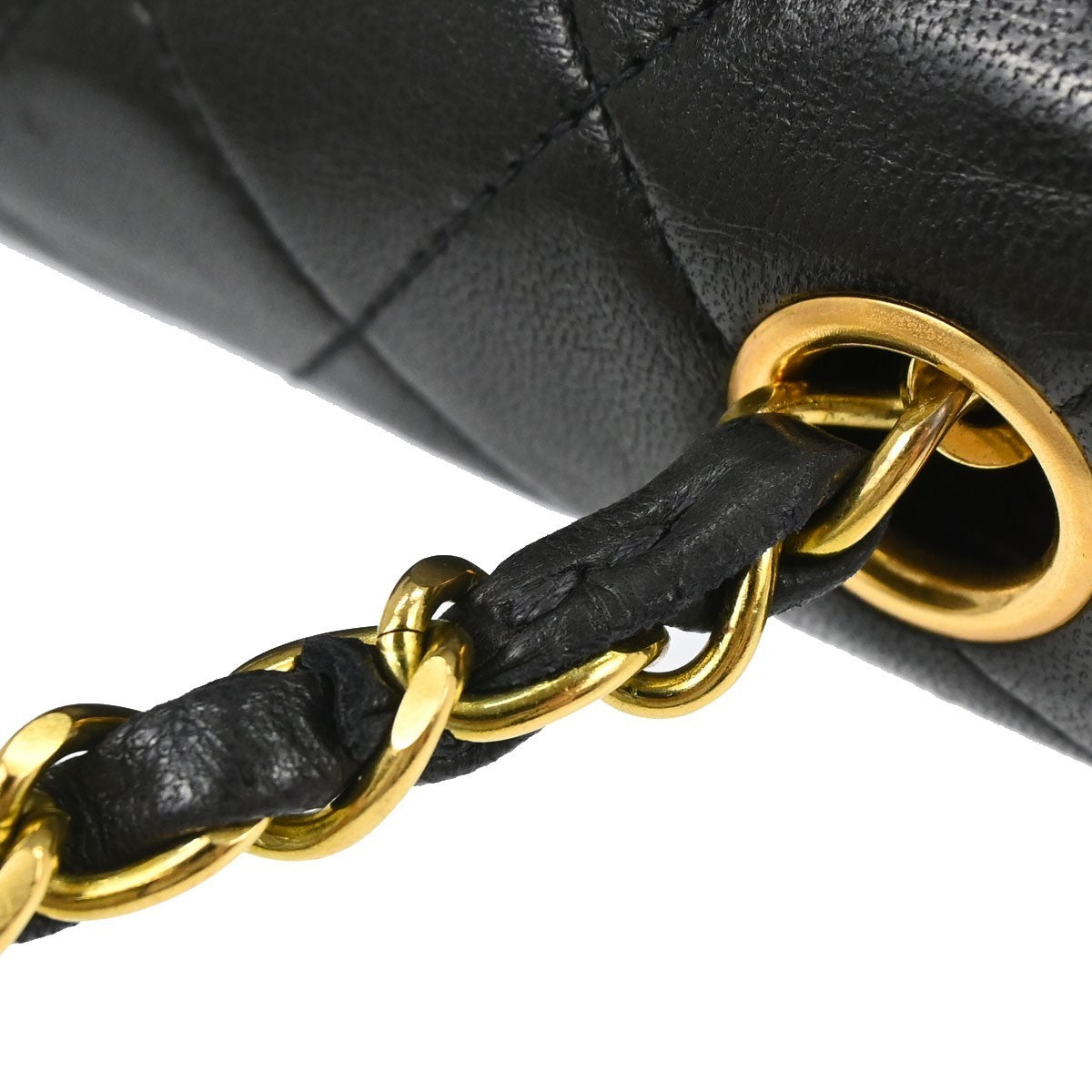 Chanel Vintage Square Classic Single Flap Quilted Lambskin Black Leather Shoulder Bag Bag (Pre-Owned)