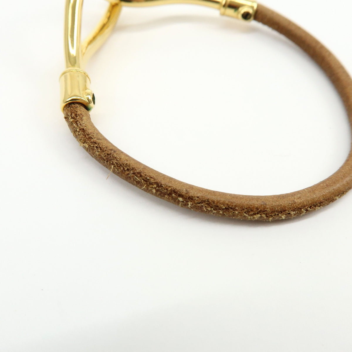 Hermes Jumbo Hook Braided Leather And Metal Brown Leather Bracelet Jewelry (Pre-Owned)