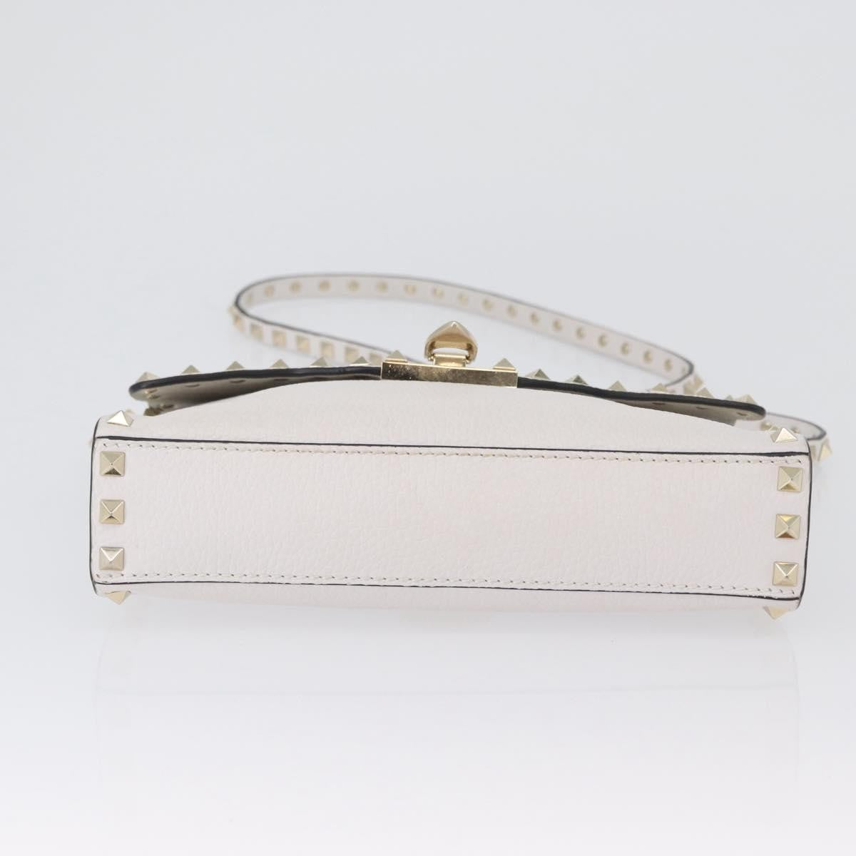 Valentino Garavani Rockstud Flip Lock Flap Leather White_Gold Leather Shoulder Bag Bag (Pre-Owned)