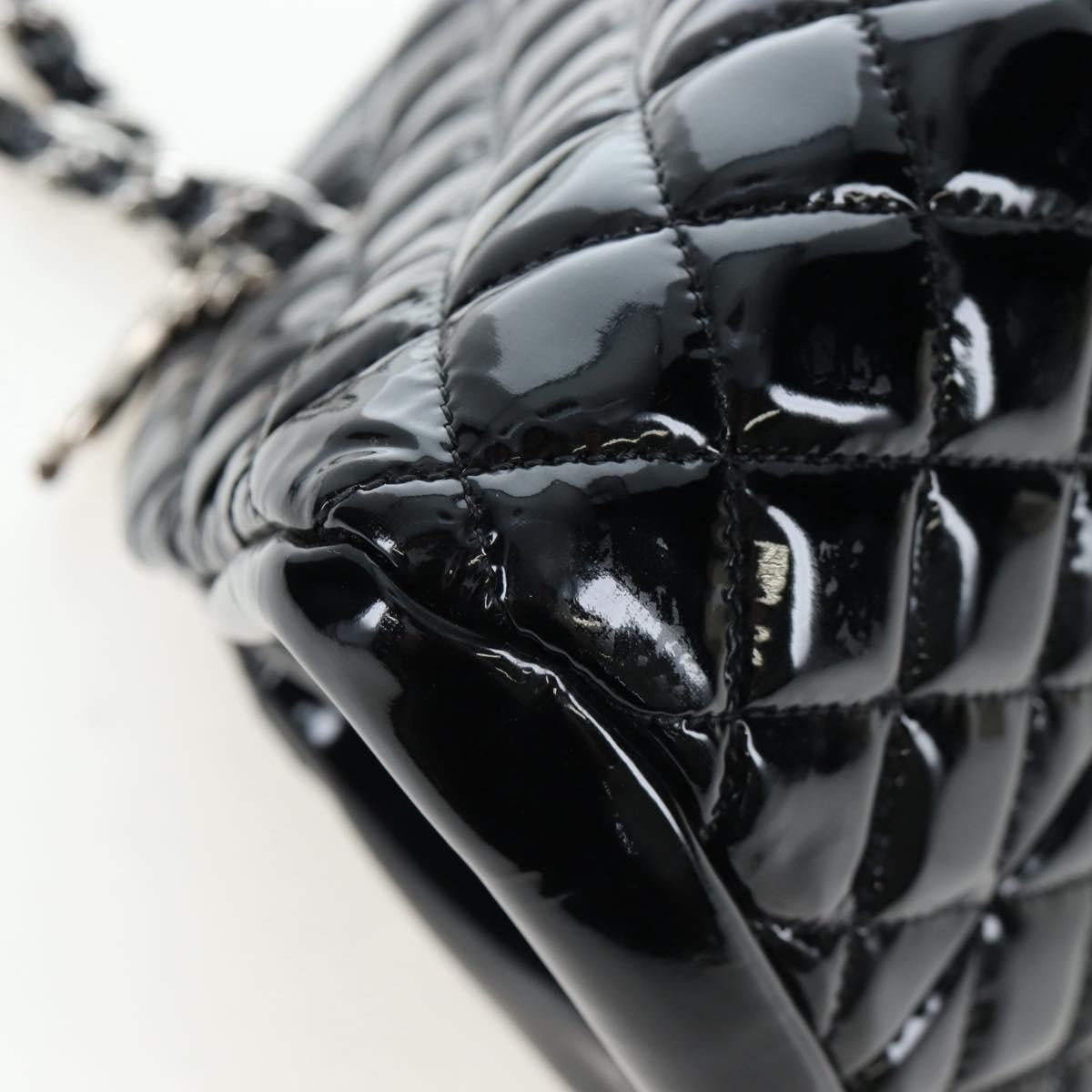 Chanel Just Mademoiselle Quilted Patent Black Patent_Leather Handbag (Pre-Owned)