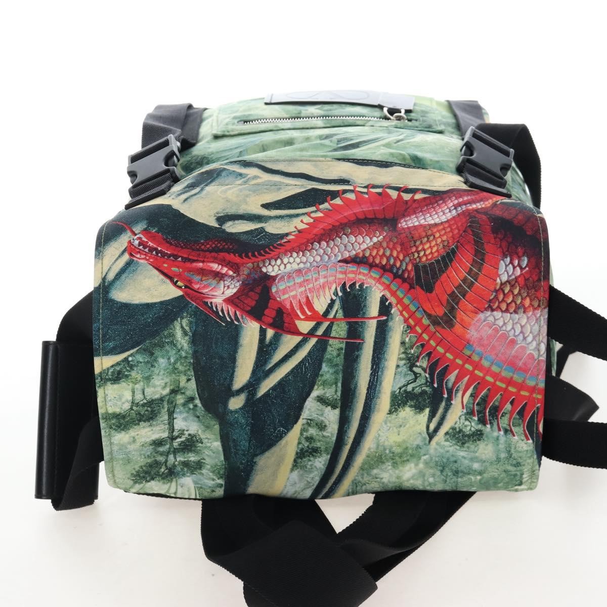 Valentino Garavani X Roger Dean Dragon Printed Nylon Green Nylon Backpack Bag (Pre-Owned)