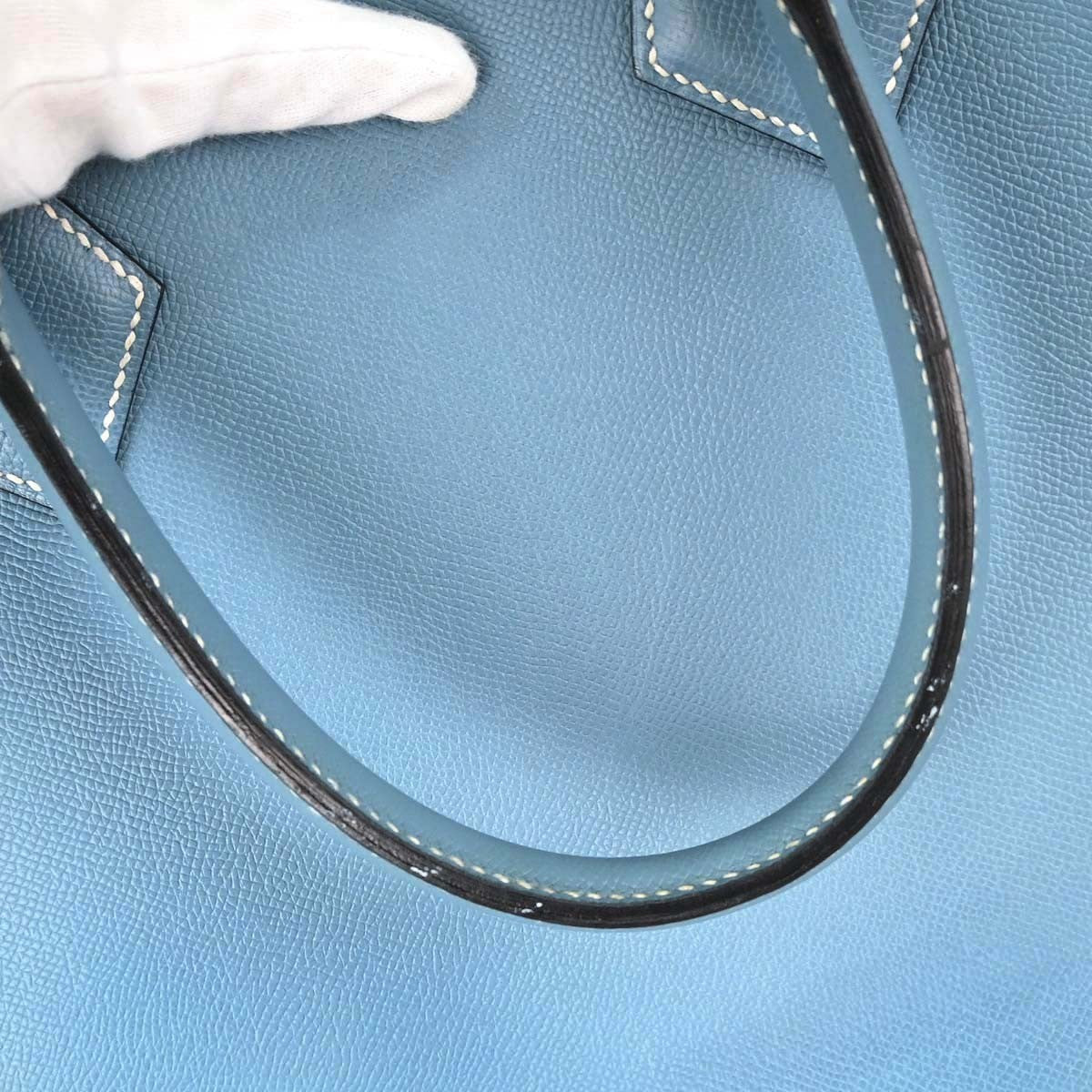 Hermes Plume Epsom Blue Leather Handbag (Pre-Owned)