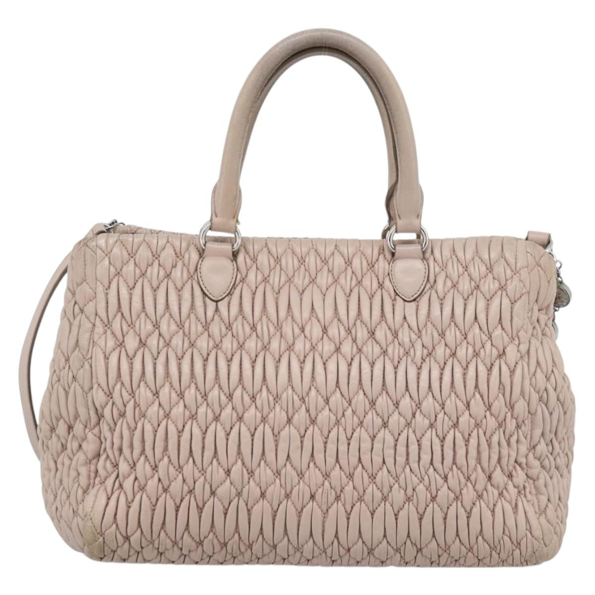 Miu Miu Crystal Tote Matelasse Leather Pink Leather Shoulder Bag Bag (Pre-Owned)