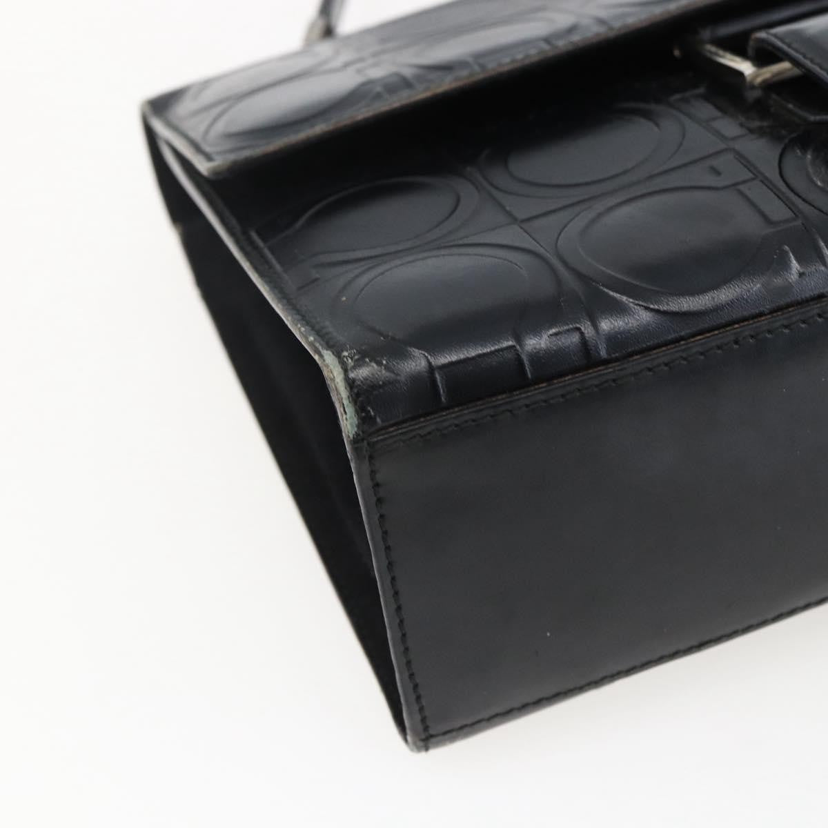 Salvatore Ferragamo Gancini Leather Black Leather Handbag (Pre-Owned)