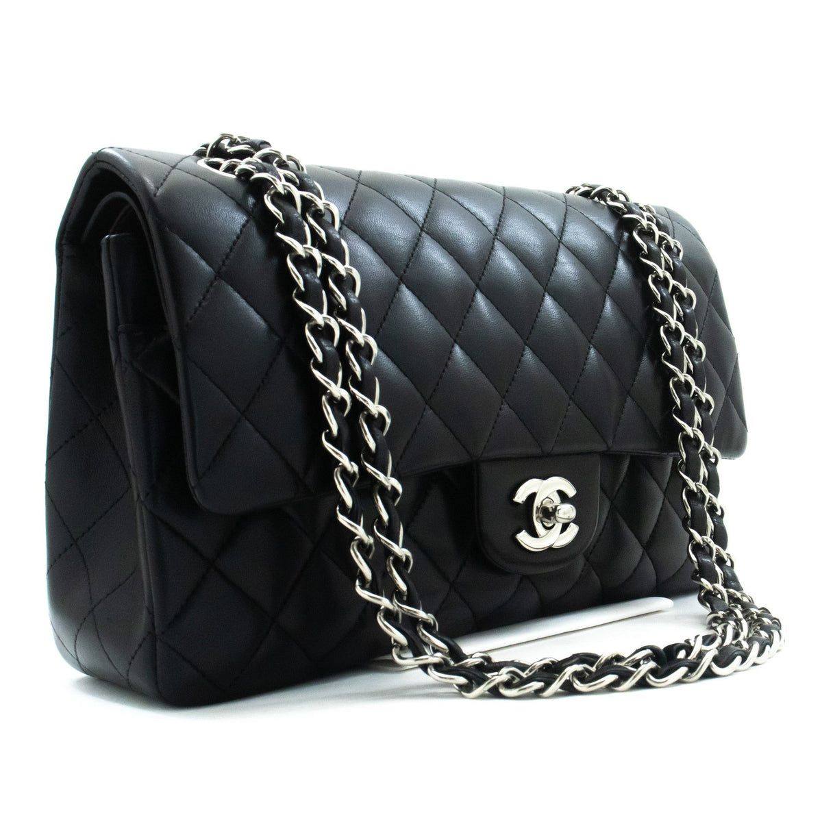 Chanel Classic Bowler Quilted Caviar Black Leather Handbag (Pre-Owned)