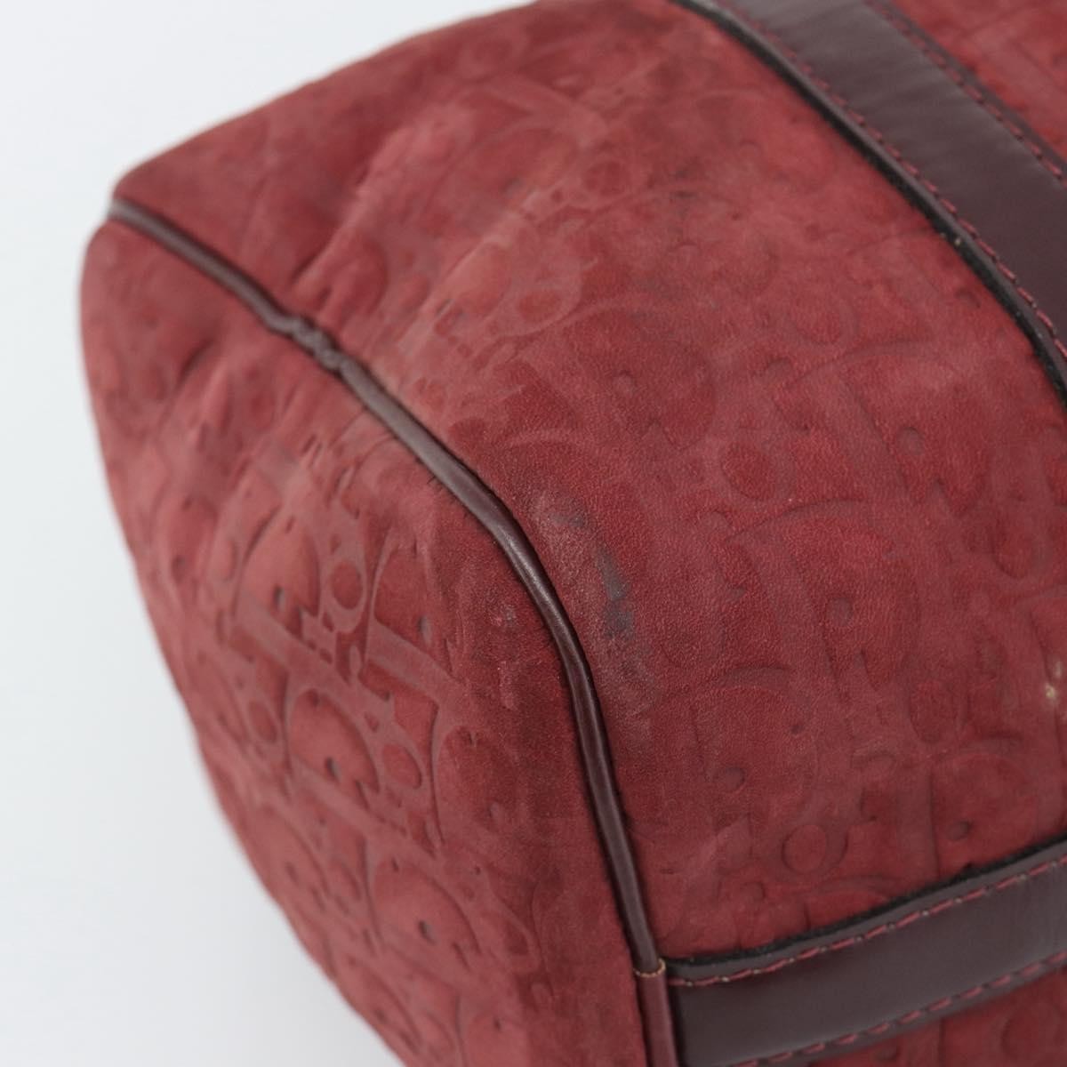 Christian Dior Boston Embossed Patent Burgundy Suede Handbag (Pre-Owned)