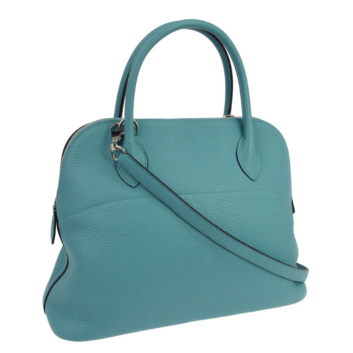 Hermes Bolide Clemence Blue Leather Handbag (Pre-Owned)