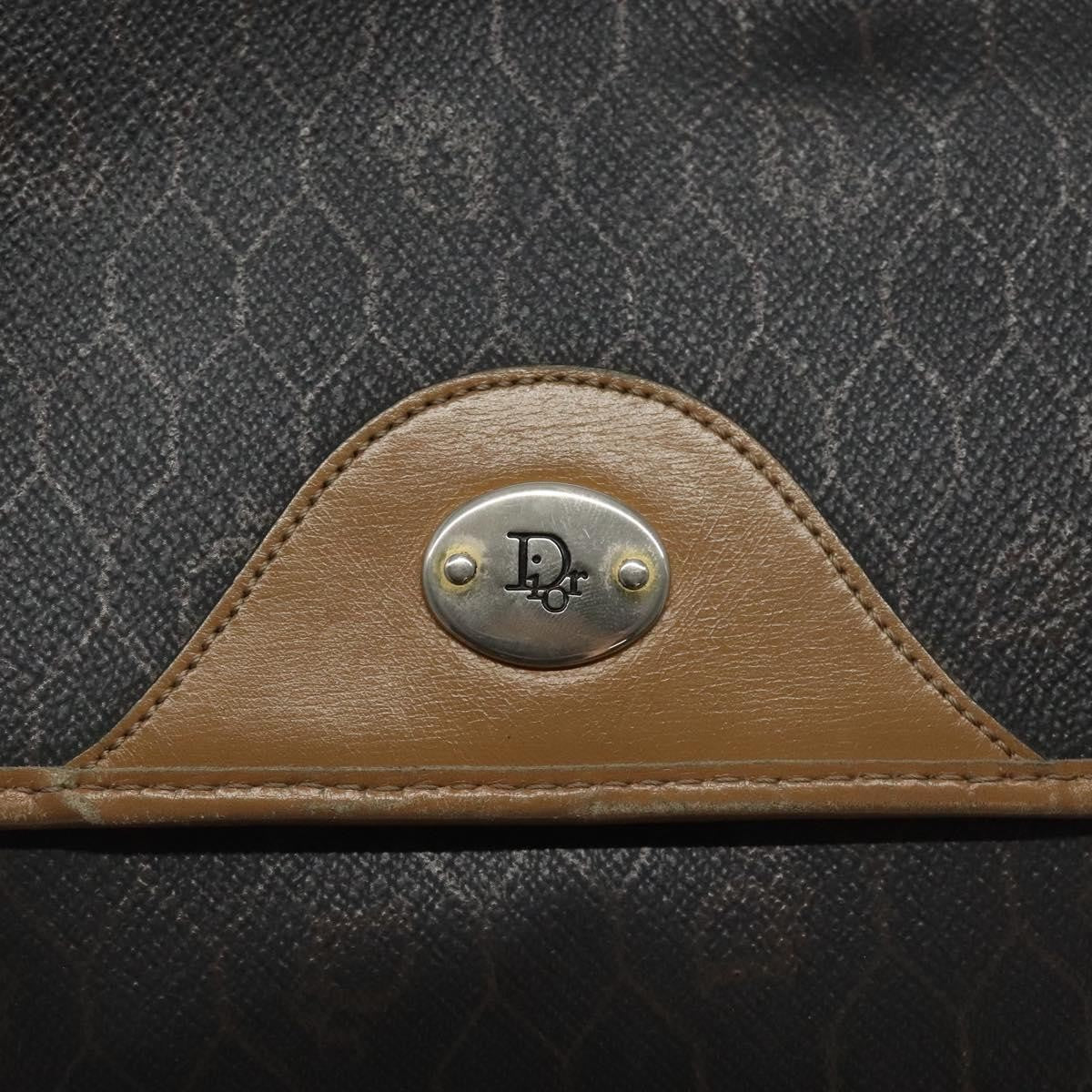Christian Dior Vintage Honeycomb Flap Coated Canvas Black Canvas Shoulder Bag Bag (Pre-Owned)