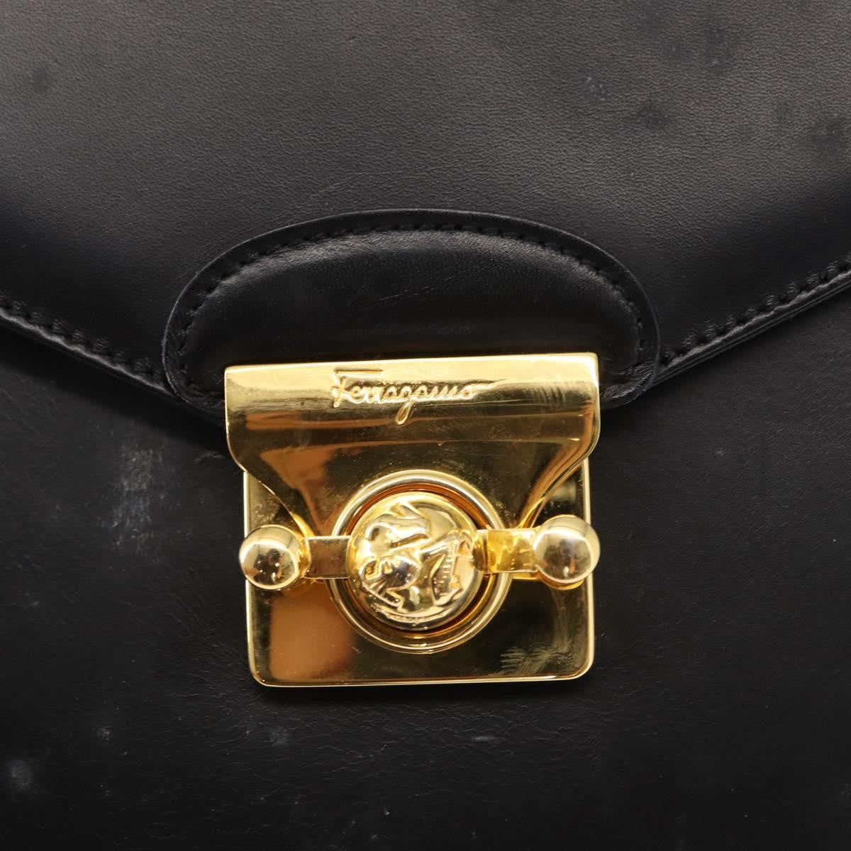 Salvatore Ferragamo Vintage Leather Black Leather Handbag (Pre-Owned)