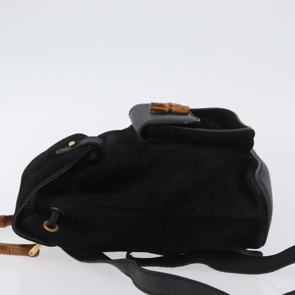 Gucci Gucci Bamboo Daim Black Suede Backpack Bag (Pre-Owned)