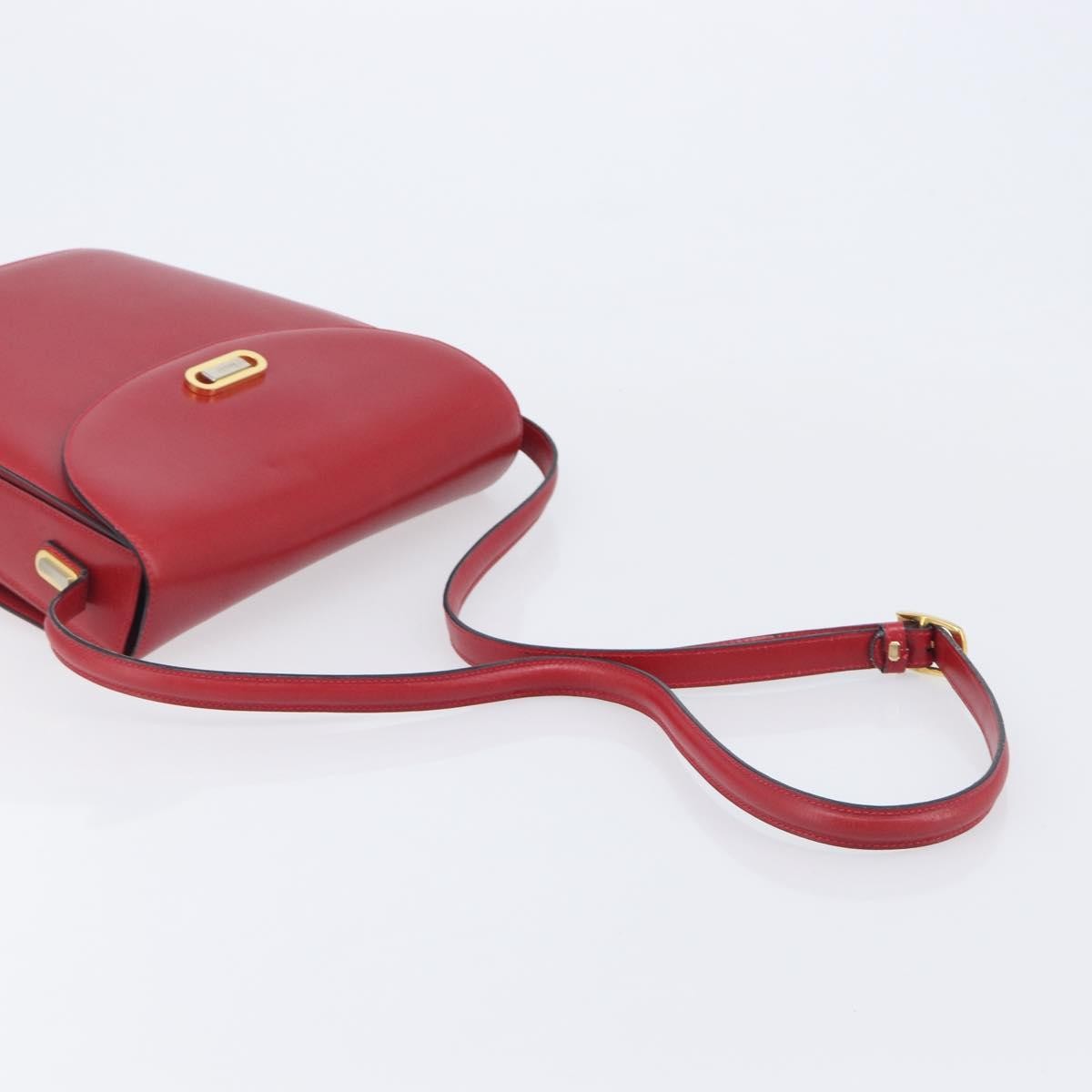 Bally Vintage Leather Red Leather Shoulder Bag Bag (Pre-Owned)