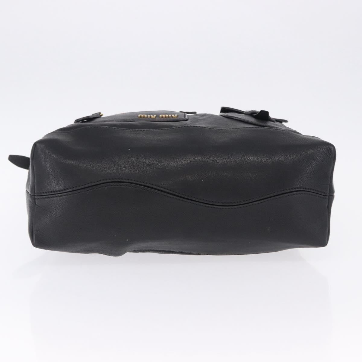Miu Miu Zip Front Pocket Shopping Tote Leather Black Leather Shoulder Bag Bag (Pre-Owned)