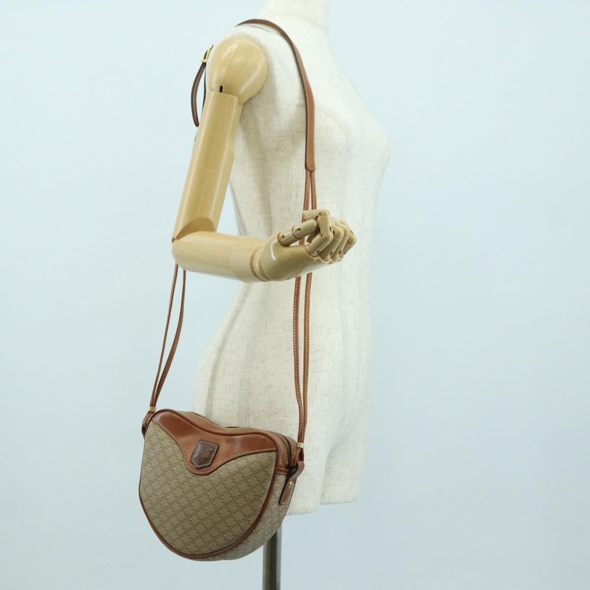 Celine Vintage Macadam Canvas And Leather Beige Canvas Shoulder Bag Bag (Pre-Owned)
