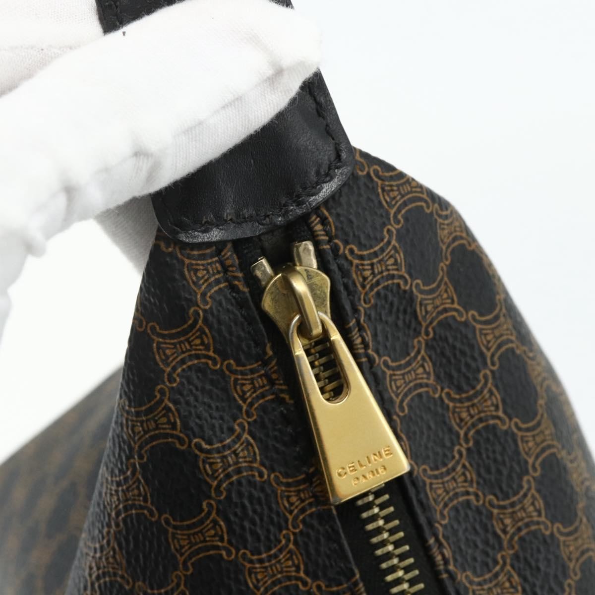 Celine Vintage Macadam Macadam Canva  Vinyl Black Canvas Handbag (Pre-Owned)
