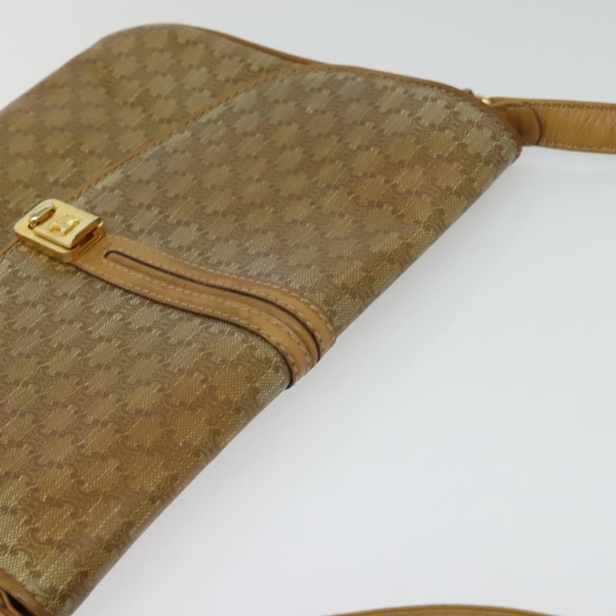 Celine Vintage Macadam Canvas And Leather Beige Canvas Shoulder Bag Bag (Pre-Owned)