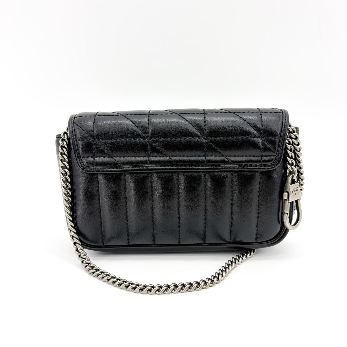 Gucci Gg Marmont Patent Black Leather Shoulder Bag Bag (Pre-Owned)