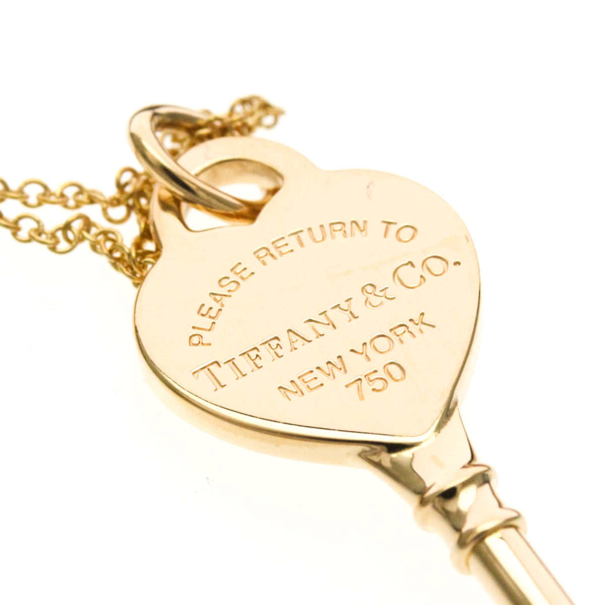 Tiffany & Co. Heart Key Pendant 18K Rose Gold With Diamonds Gold Pink_Gold Necklace Jewelry (Pre-Owned)