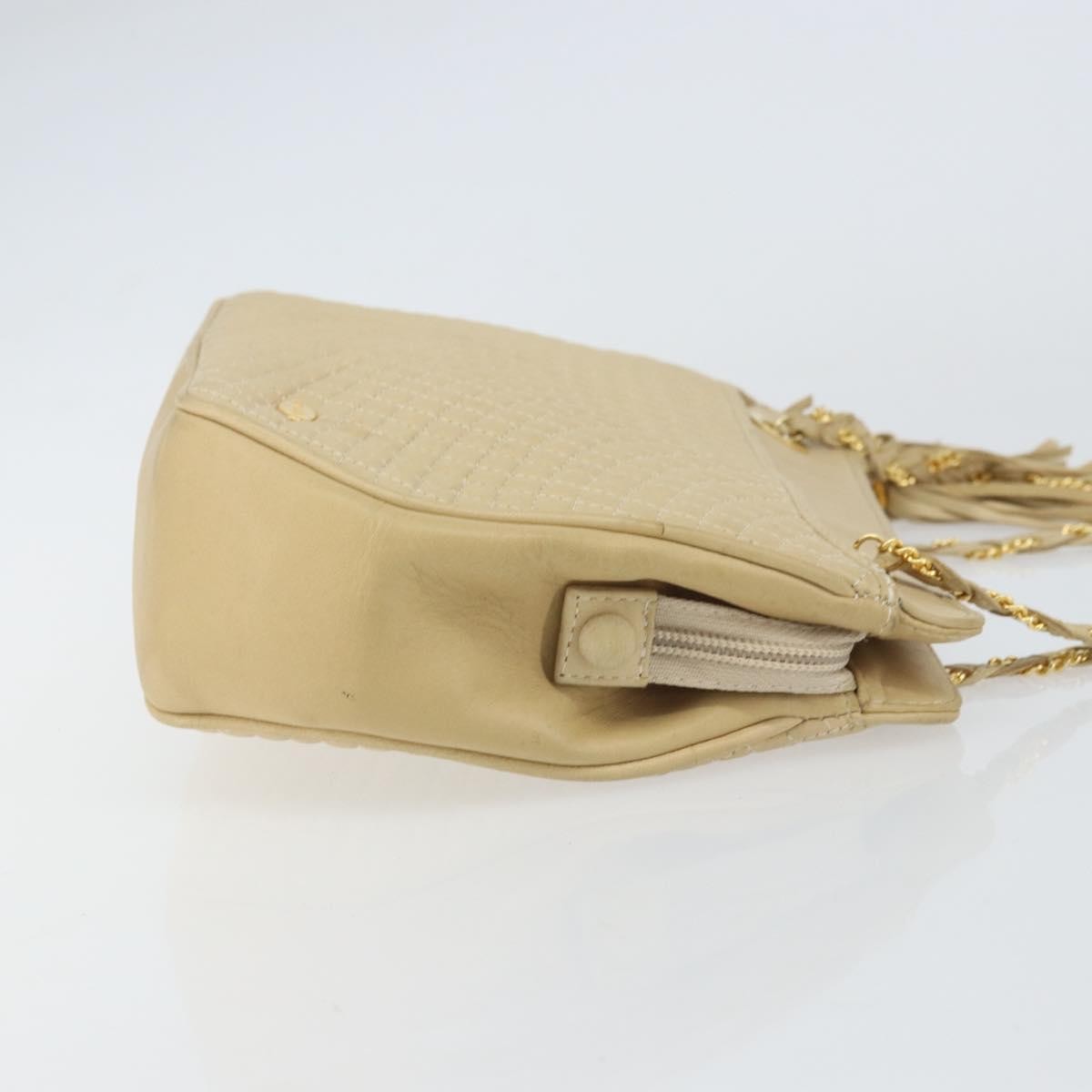 Bally Vintage Chain Quilted Leather Beige Leather Shoulder Bag Bag (Pre-Owned)