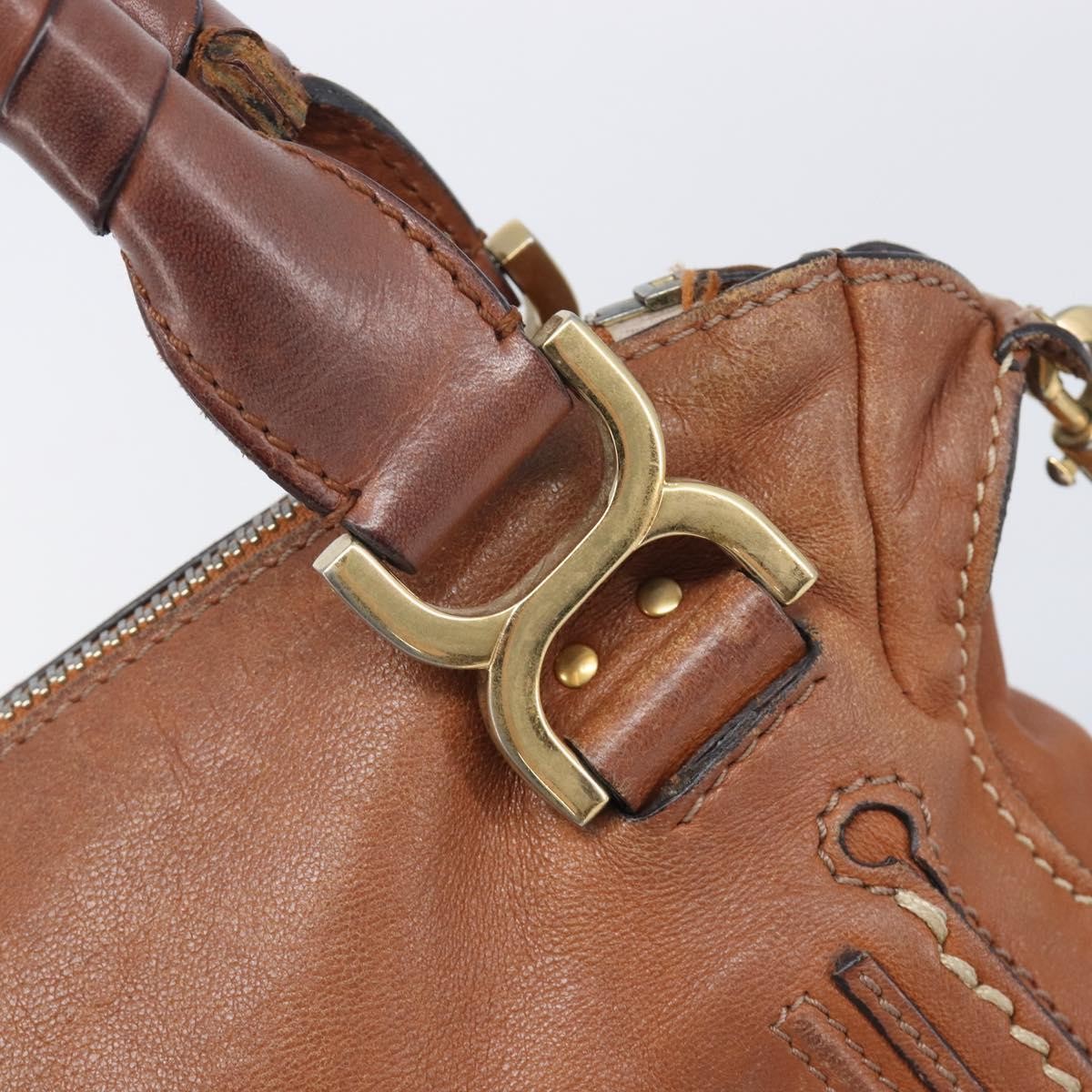 Chloe Marcie Satchel Leather Brown Leather Handbag (Pre-Owned)