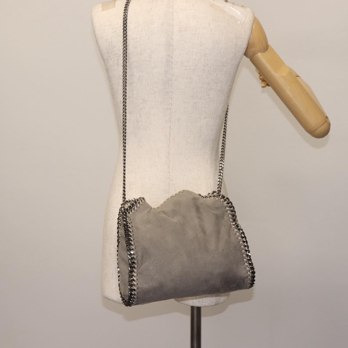 Stella Mccartney Falabella Fold Over Faux Suede Gray Synthetic Shoulder Bag Bag (Pre-Owned)
