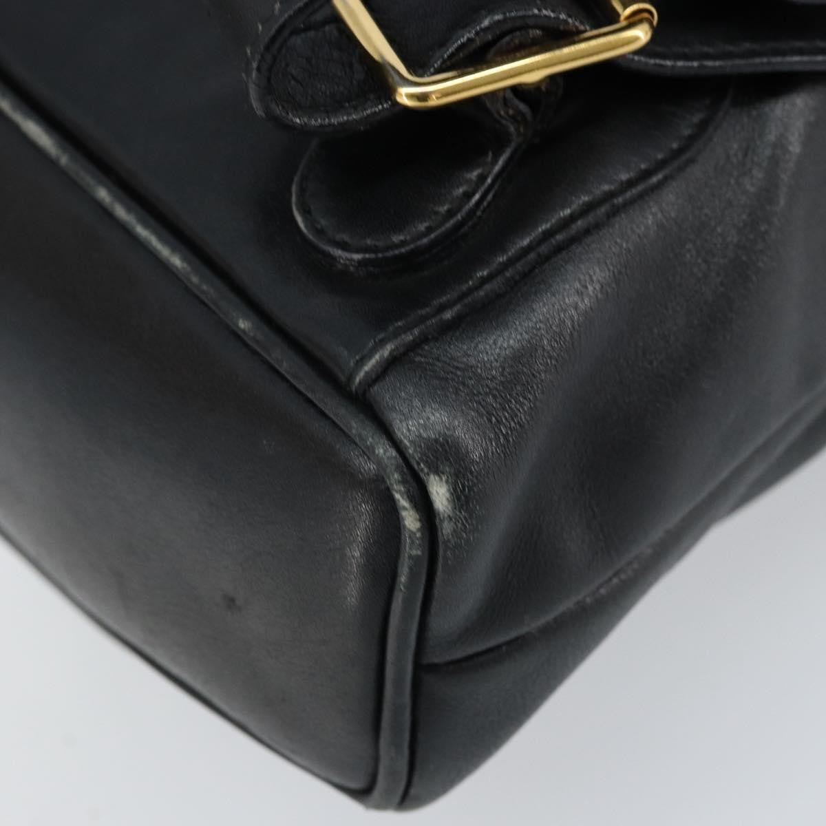 Gucci Vintage Bamboo Leather Black Leather Backpack Bag (Pre-Owned)