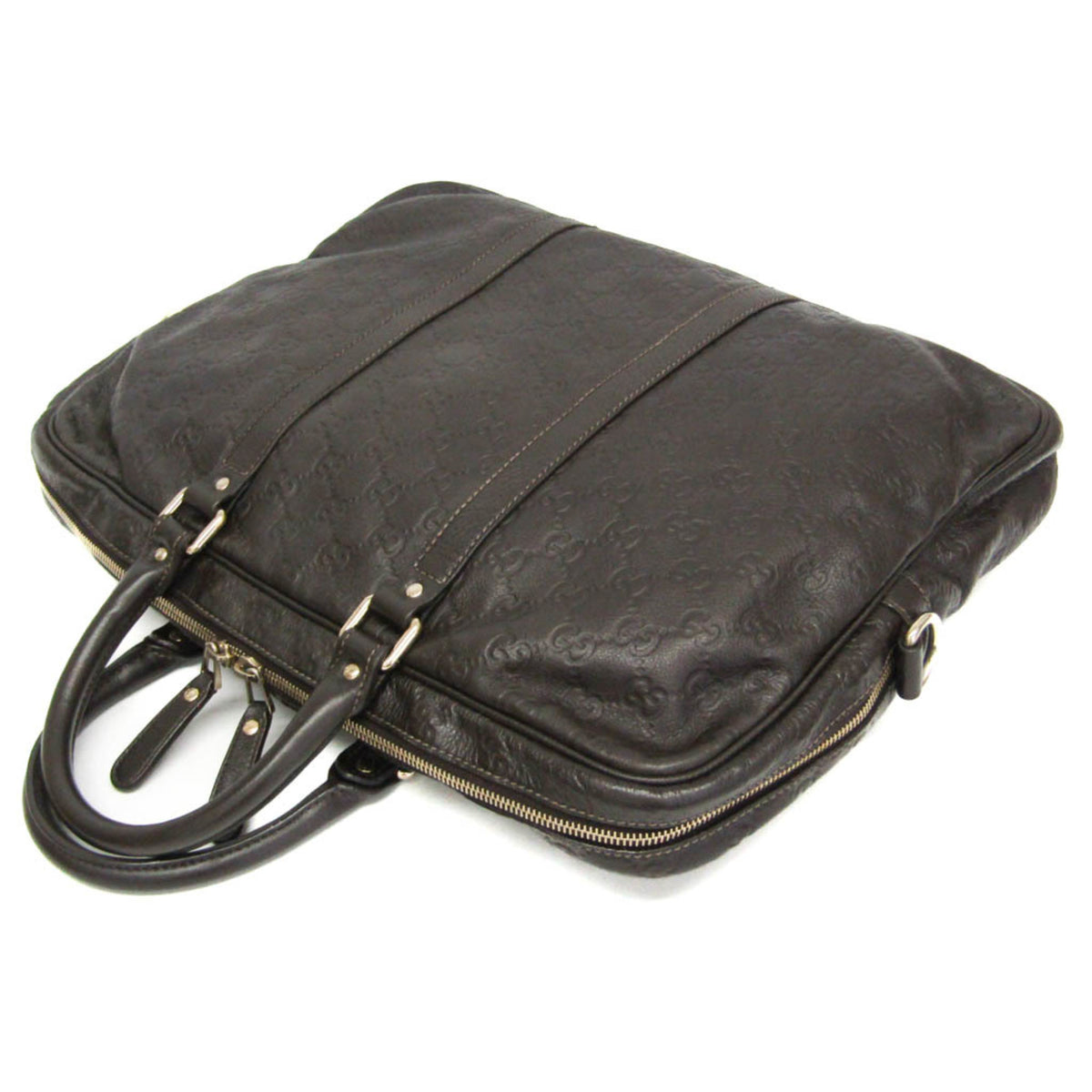 Gucci Convertible Guccissima Leather Brown Leather Briefcase Bag (Pre-Owned)