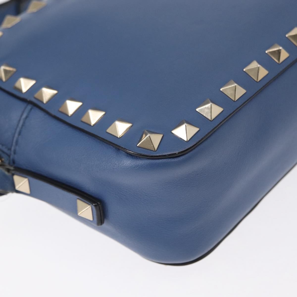 Valentino Garavani Rockstud Camera Leather Blue Leather Clutche & Pouche Bag (Pre-Owned)