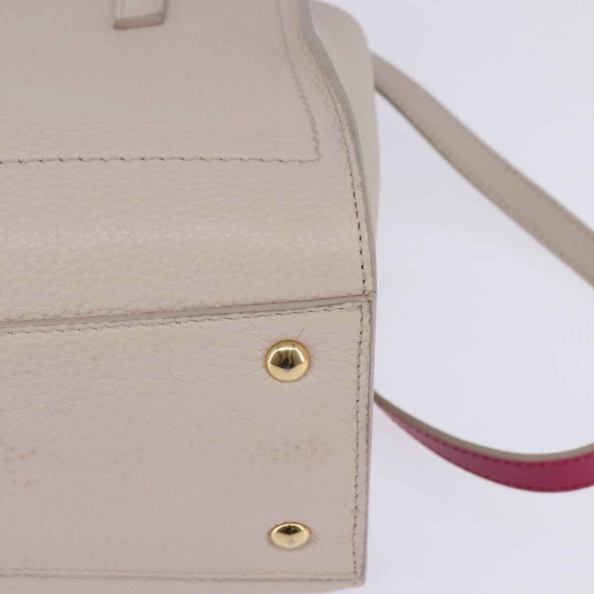 Salvatore Ferragamo Amy Tote Pebbled Leather Beige Leather Handbag (Pre-Owned)